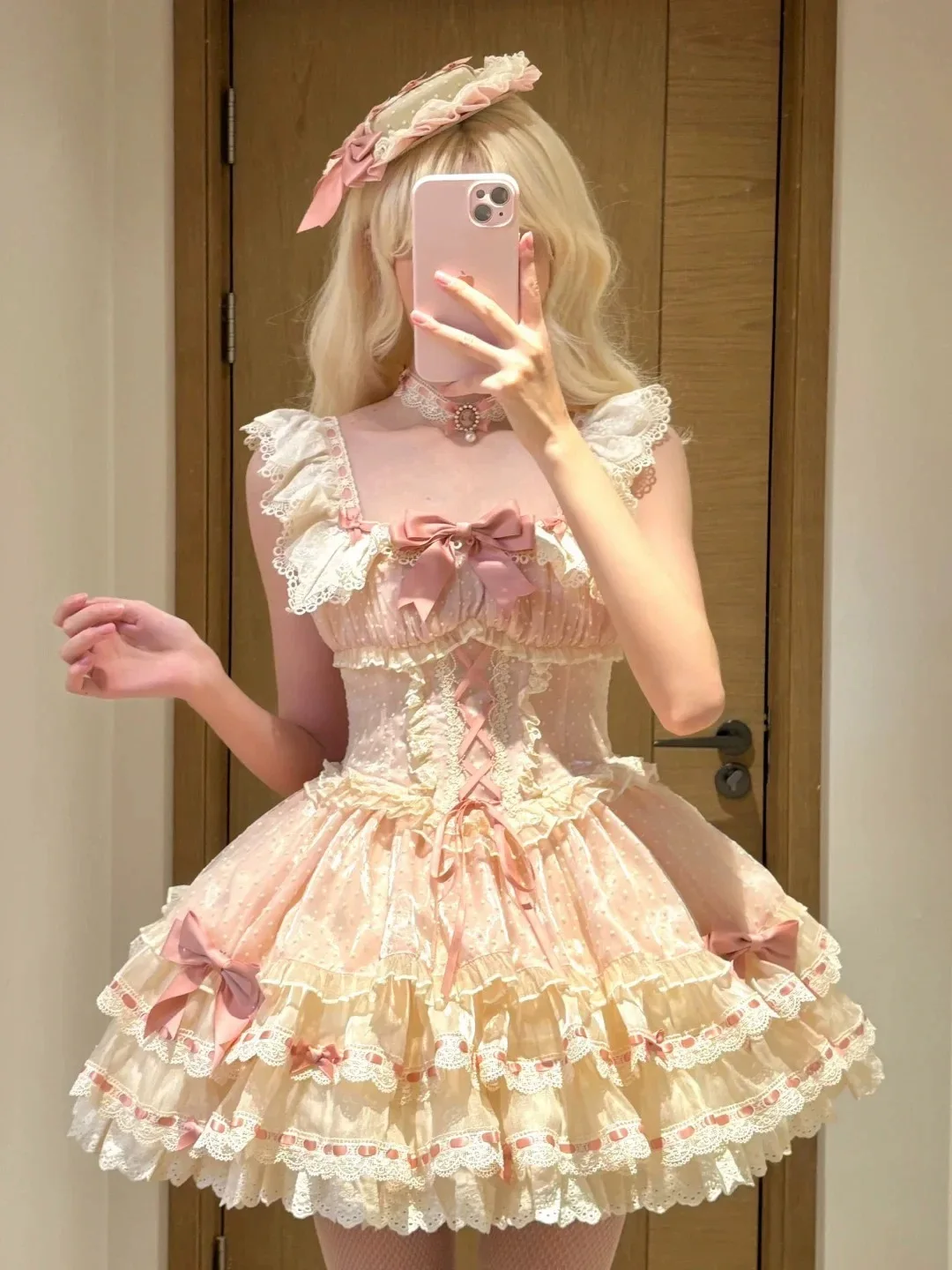 

Lolita Ballet Lolita Dress JSK Suspender Pink Cake Princess Dress Birthday Dress Summer Dresses Pink Lace Puffy Dresses