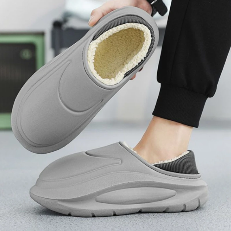 

Men's Winter Heated Cotton Slippers Fashion Waterproof Non Slip Thick Sole Indoor Outdoor Warmth Comfortable Unisex Shoes
