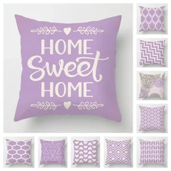 Geometric Light Purple Pillow Cover 50*50 Living Room Sofa Cushion Cover 40*40 Solid Color Decorative Cushion Cover Home Decor
