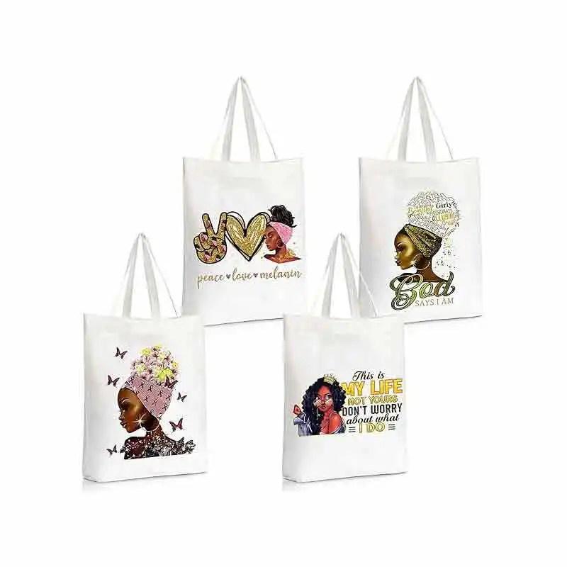 Bolsa de Ombro Africano Americano, Black Girl Tote, Travel Bag, TOUB034, 4 pcs