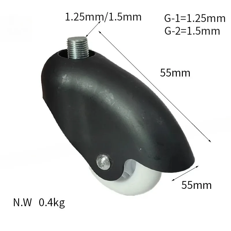 2pcs 55mm 360° Swivel PU Caster Wheel Assembly 1.25/1.5mm Thread Shaft Replacement Parts for Drift Trike 3 Wheel Go Kart