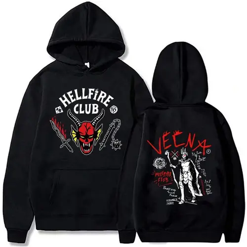 Sudadera con capucha estampada de algodón puro para otoño e invierno Hellfire Club, Jersey holgado informal, accesorios con capucha para hombres y mujeres