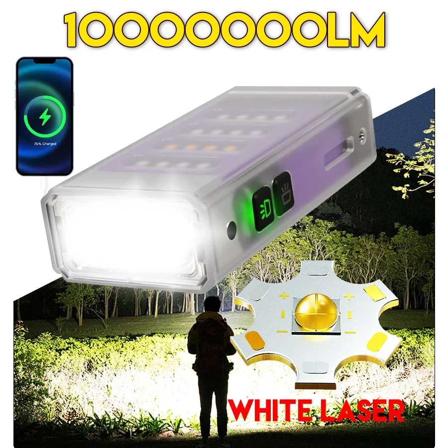 

Новый мощный фонарик с матовым светящимся корпусом, компактный и удобный с боковыми огнями, мини-фонарик с зарядкой для мобильных устройств