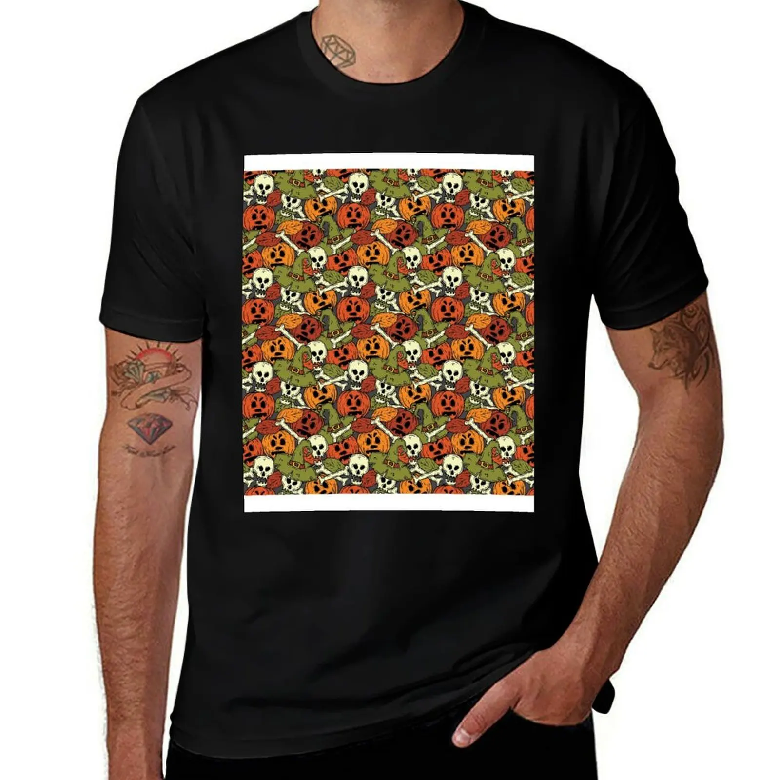 vintage pattern halloween T-Shirt Big and Tall Basic Tee Shirt