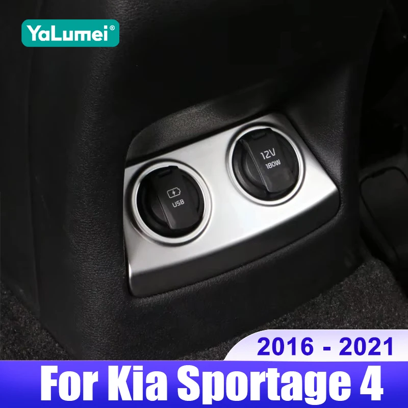

For Kia Sportage 4 QL 2016 2017 2018 2019 2020 2021 Car Cigarette Lighter USB Port Trim Sequins Cover Interior Accessories