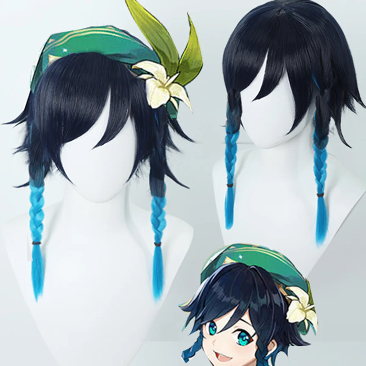 

Game Genshin Impact Windborne Bard Venti Barbatos Cosplay COSTUME Adult Unisex Wigs Synthetic Wig Props Gift