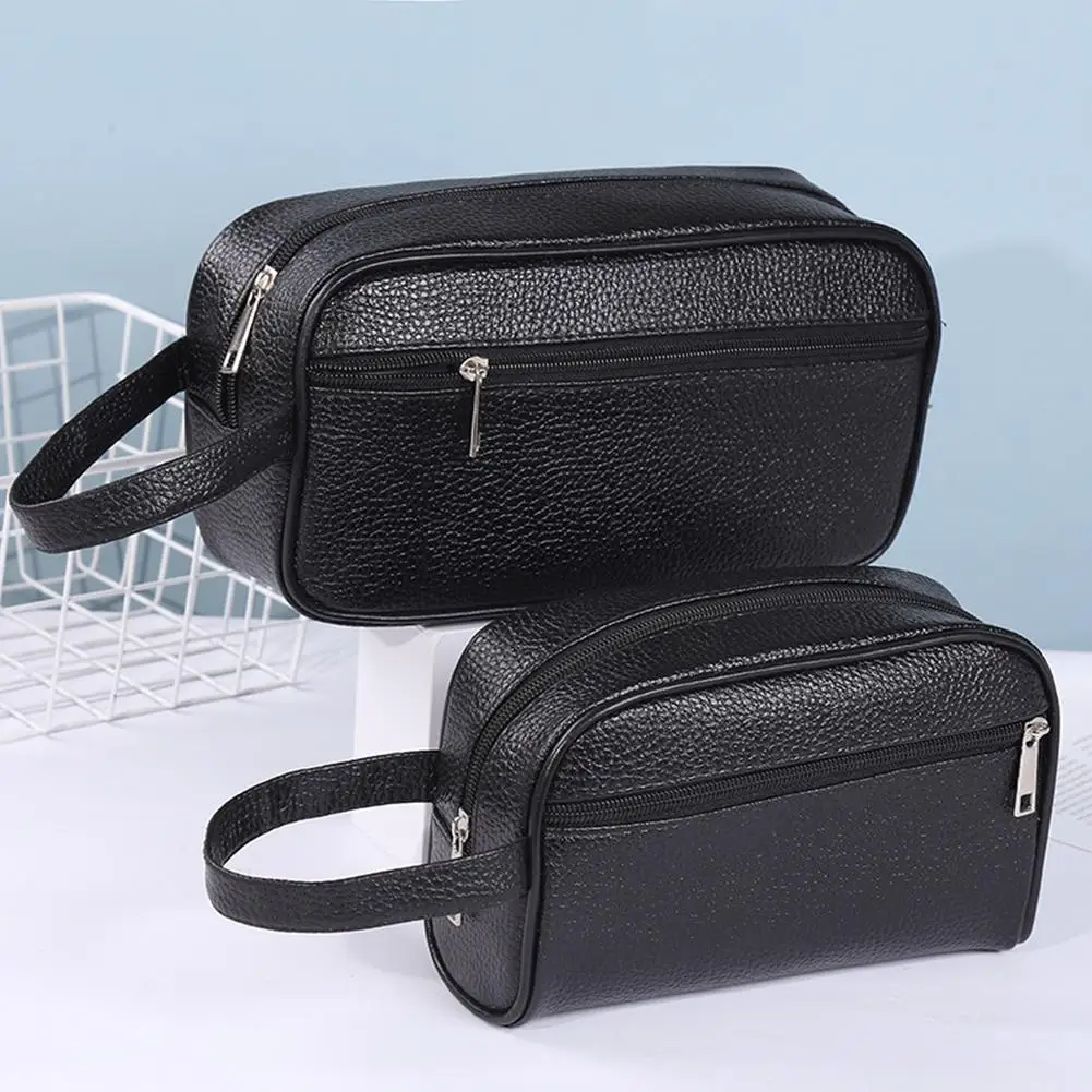 

Men Handbag Fashion PU Leather Solid Color Phone Wristlet Bag 2021 Casual Toiletry Bag Small Purse Handbags Wallet