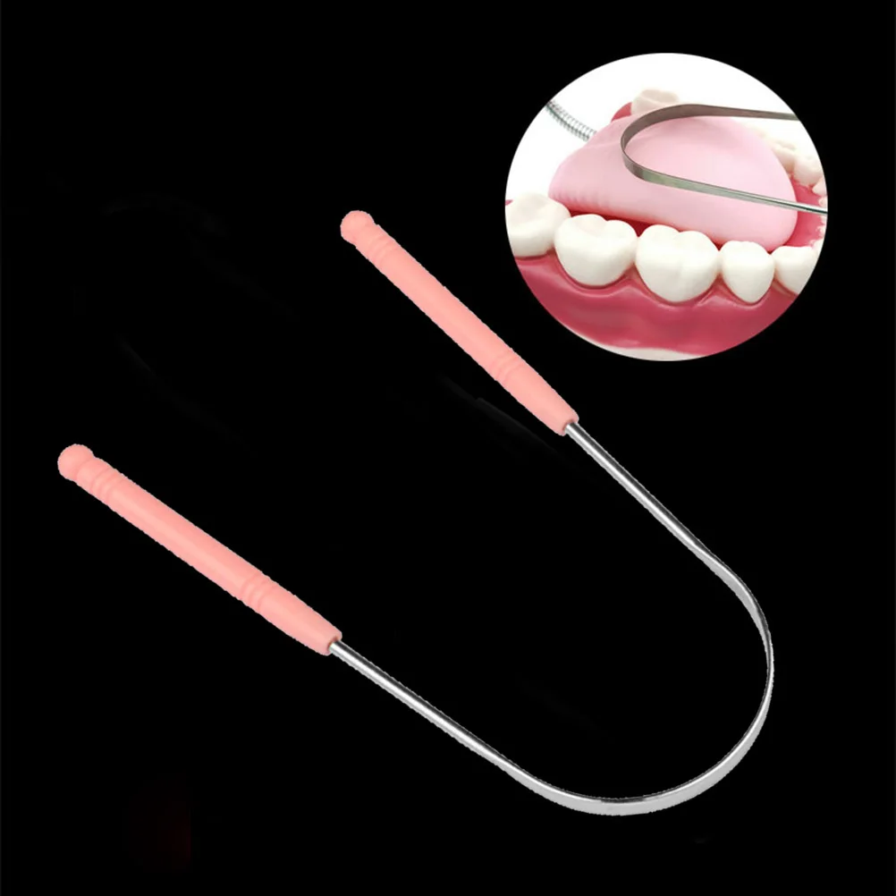 

Oral Tongue Scraper Pink Ergonomic Handle Comfortable Grip Thorough Cleaning Durable Safe Use Get Rid Bad Breath