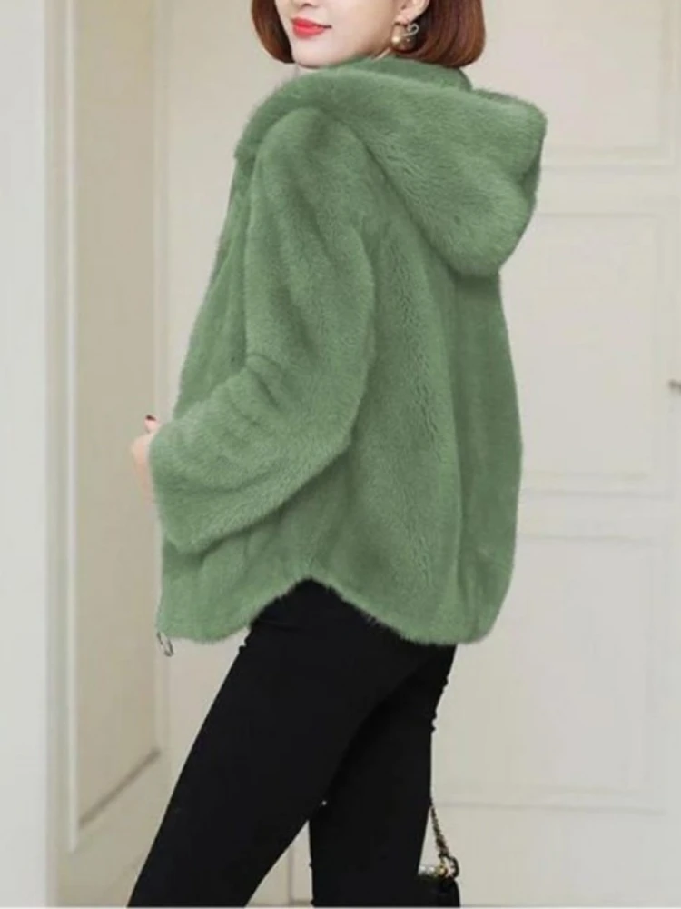 سميكة الشتاء موضة هوديس كم طويل الصلبة المرجان الصوف خندق الملابس النسائية فضفاضة جيوب عادية الكورية شيك القمم #1