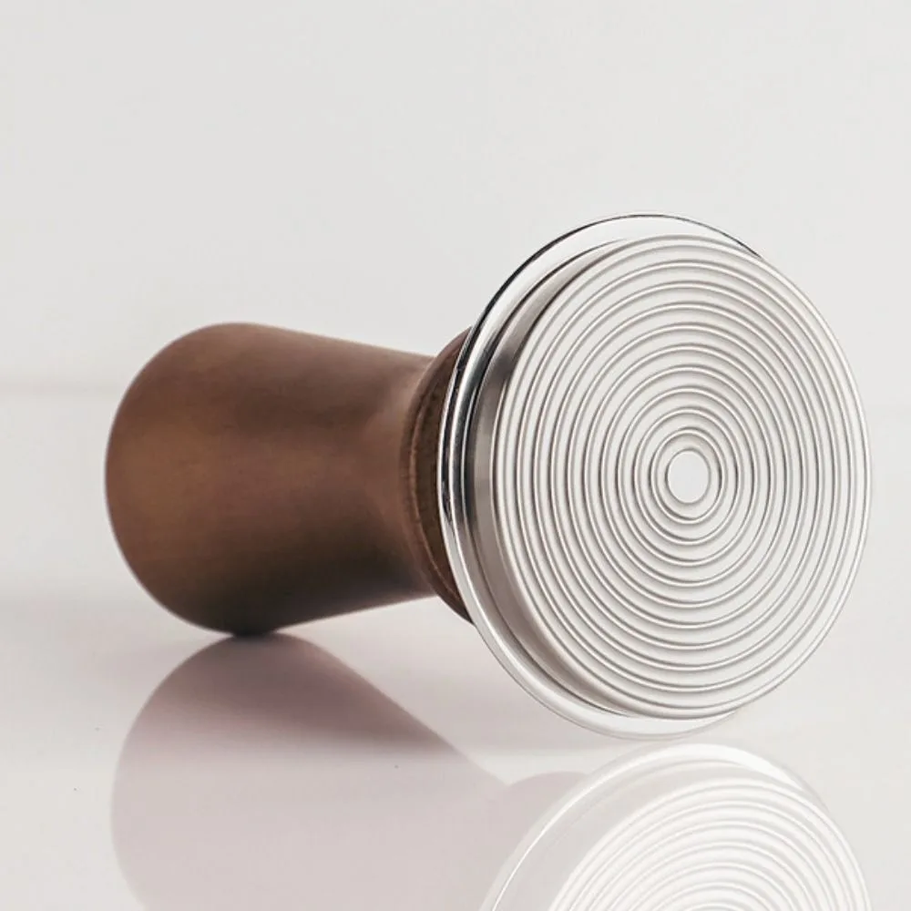 51/53/58MM Coffee Tamper Self-rebounding Springs Design Coffee Leveler Wood Handle Flat/threaded Bottom Coffee Powder Press
