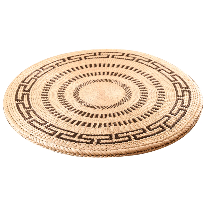 Handcrafted Straw Japanese Large Floor Cushion Seating Round 50-80cm Oriental Design Asian Style Zabuton Meditation Seat Pad