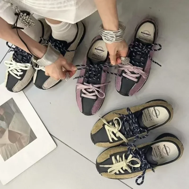 

2025 г., женская повседневная обувь в стиле ретро, бархатная обувь из кожи оленя с мягкой подошвой, высококачественная спортивная и обувь для отдыха, обувь Форрест Гамп