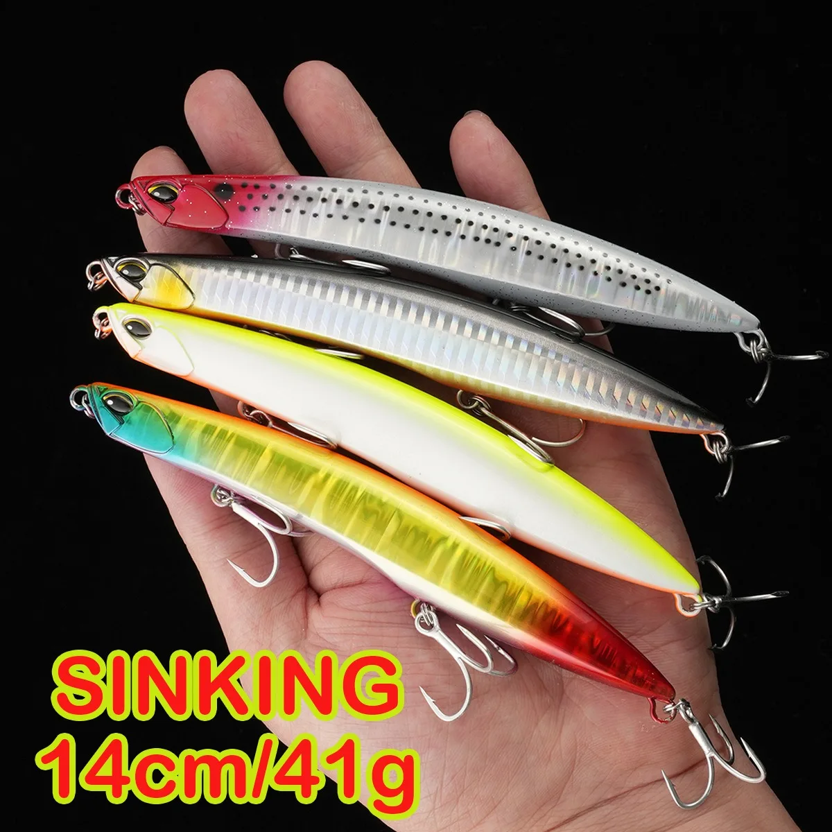 

Тонущая приманка-карандаш, 14 см, 41 г, джеркбейт для дальнего заброса, воблер, искусственные твердые приманки, соленый сибас, скумбрия, рыболовные снасти 140S