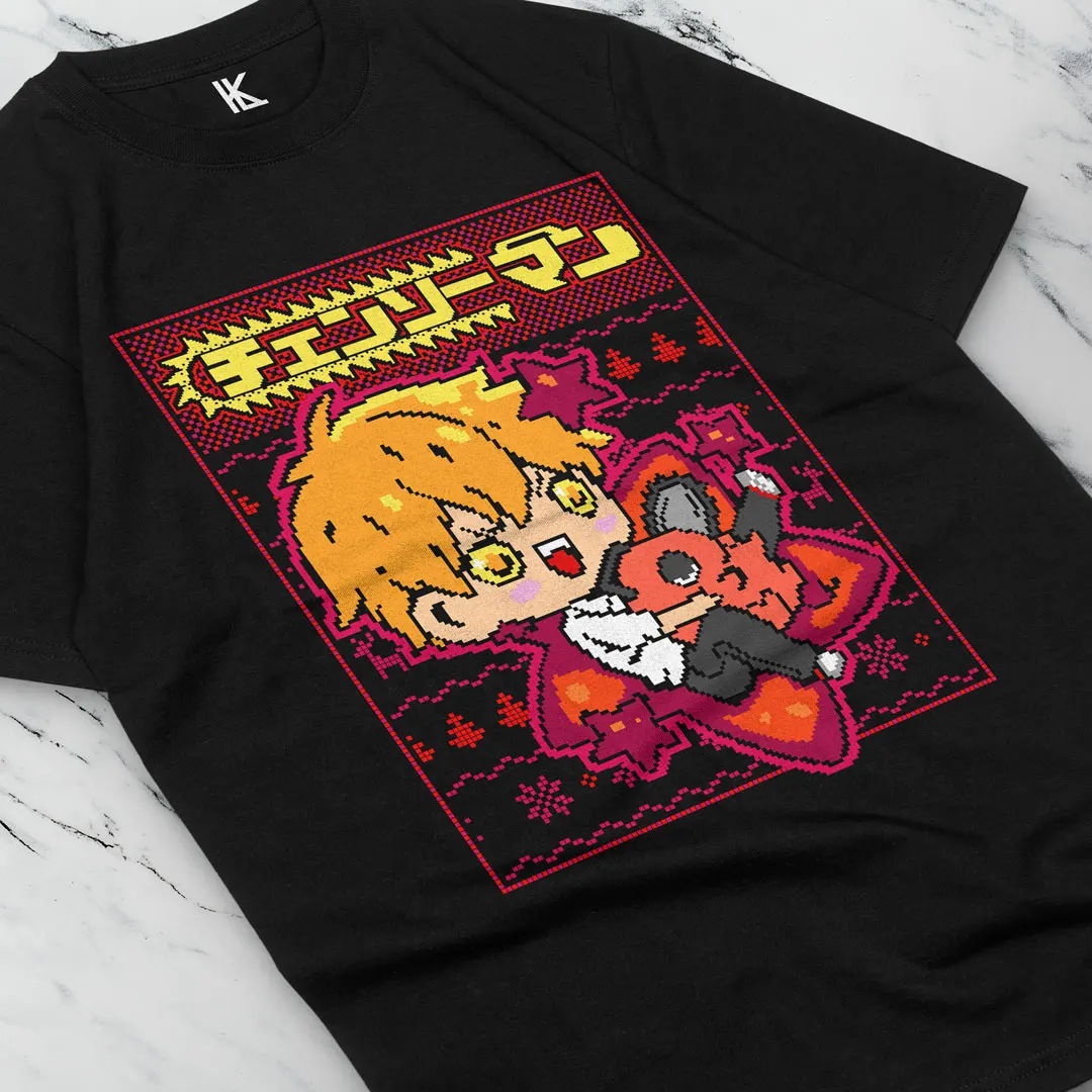 Chainsaw Man Anime T-shirt Denji Pochita Anime Print Shirt Anime Gift Cotton