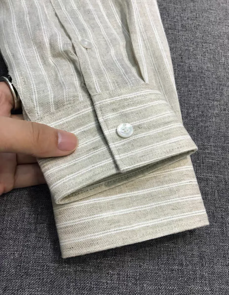 قميص كتان مخطط بطية صدر السترة من الميلاد القديم