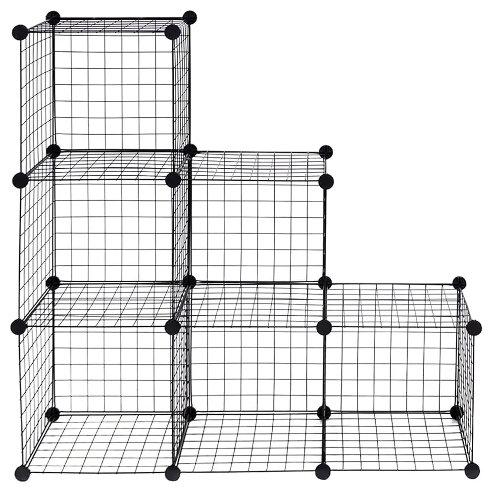 

Metal Free Standing Modular Diy Bookcase Closet Organization Storage, 14’’X14’’(Single Wire Frame) 6 Cube, Black