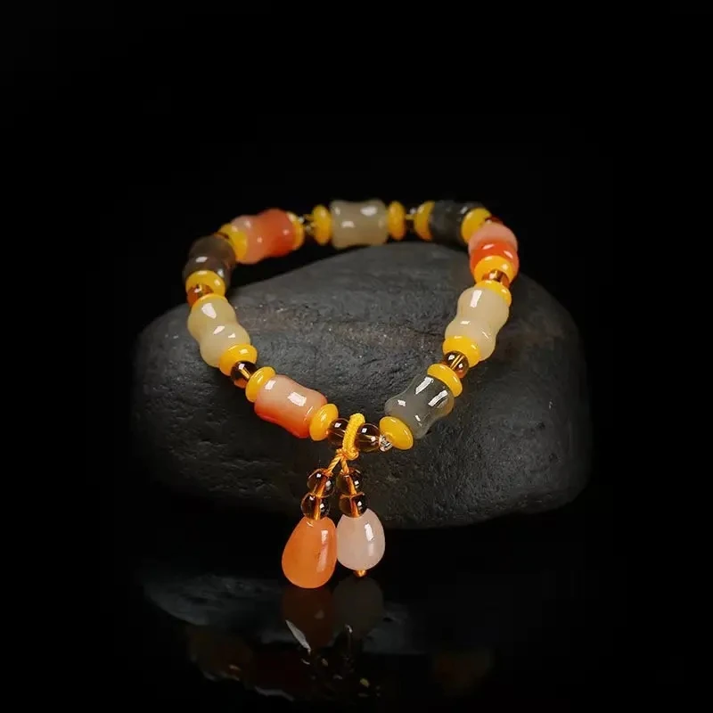 Wholesale Gold Silk Jade Bracelet Color Transfer Bead Bracelet Jade Stone Women's Hand Jewelry Pendant