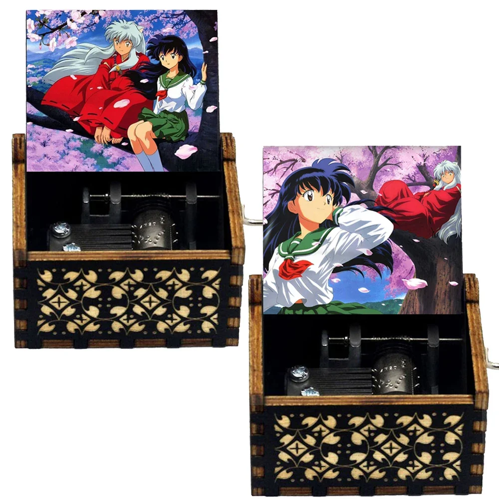 Hot Hand Wooden Color Print Black Inuyasha Music Box Home Decorations Christmas Gift Kids Boys Girls Toy