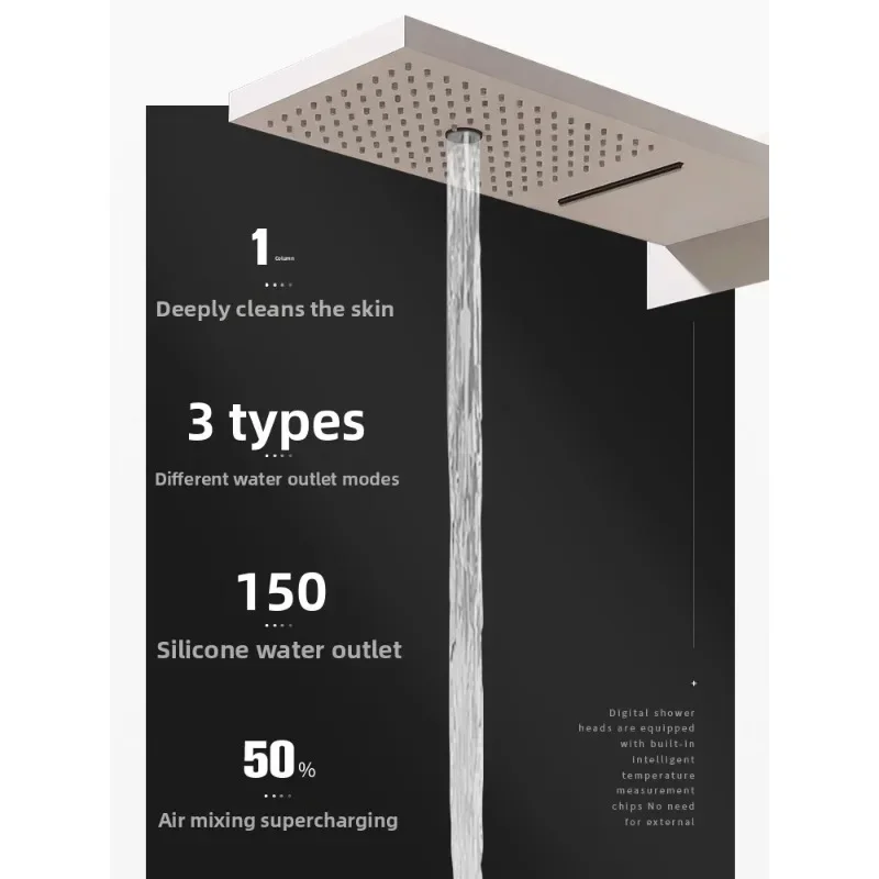 Concealed shower set Embedded wall buried hot melt constant temperature all-copper digital display ambient light with