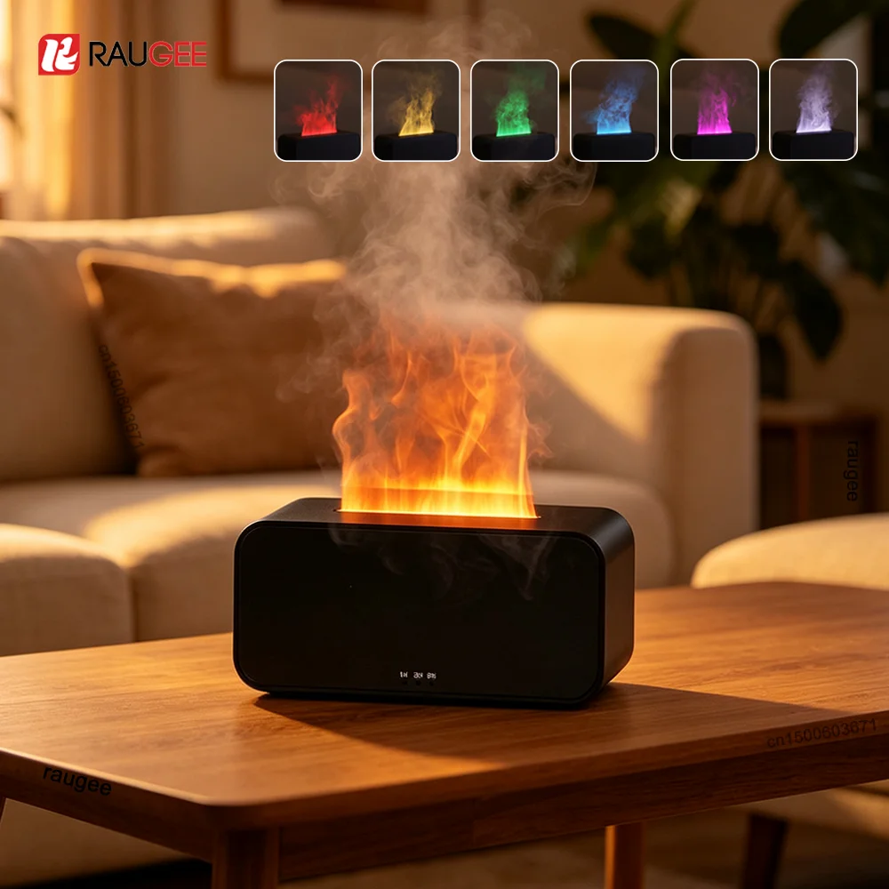 Air Humidifier Diffuser Flame Aroma Diffuser USB Mini Essential Oil Diffuser for Bedroom Home Fragrance Diffuser with LED Light