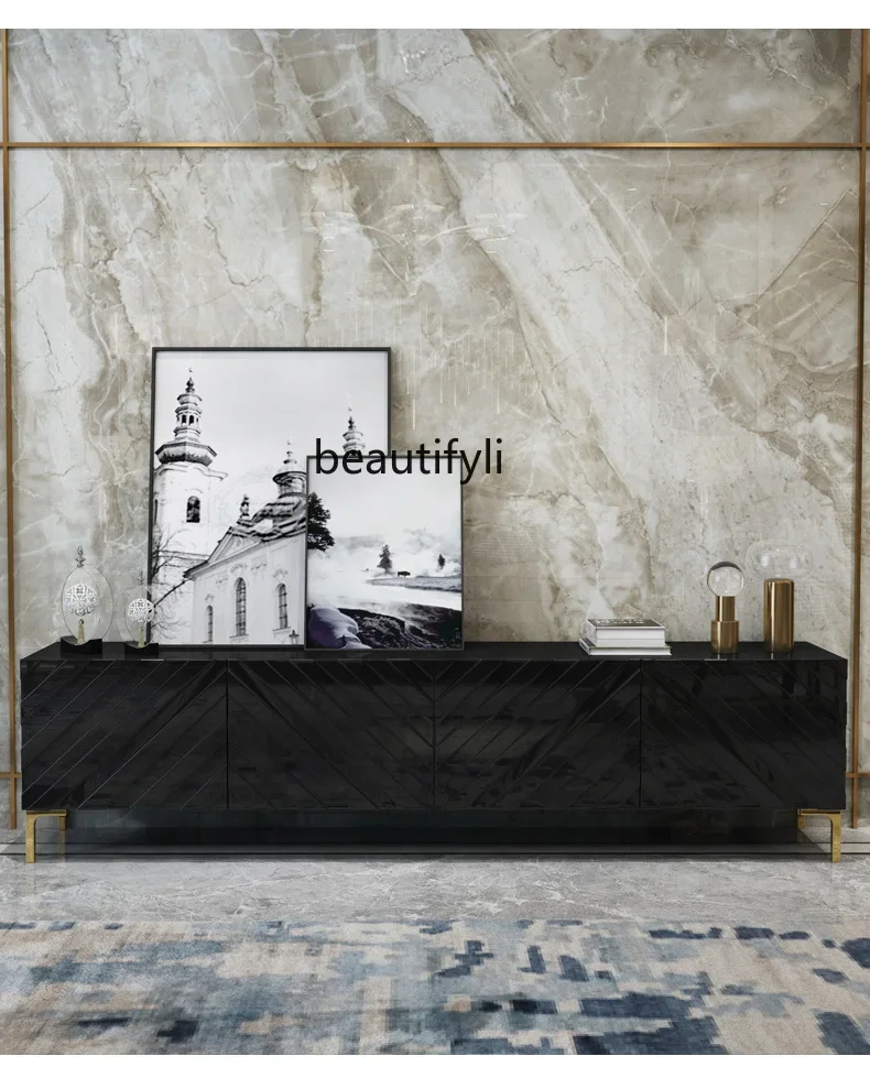 

Light Luxury TV Cabinet and Tea Table Combination Post-Modern Neoclassical Low Cabinet