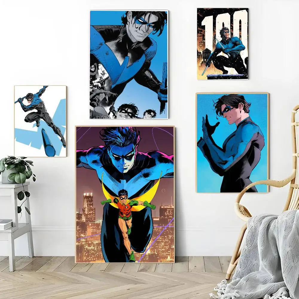 1PC Justice League Character Nightwing poster Self-adhesive Art Waterproof Paper Sticker Coffee House Bar Room Wall Decor