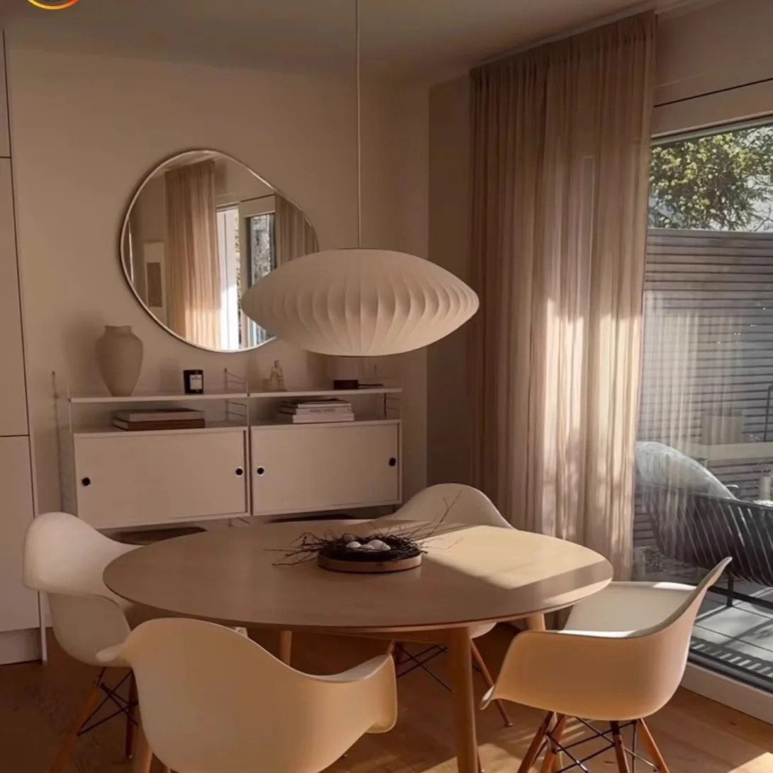 Japanese Style Handmade Silk Pendant Lamp Wabi-sabi LED Light - For Living Room Hotel Hall Kitchen Island Zen Home Decor