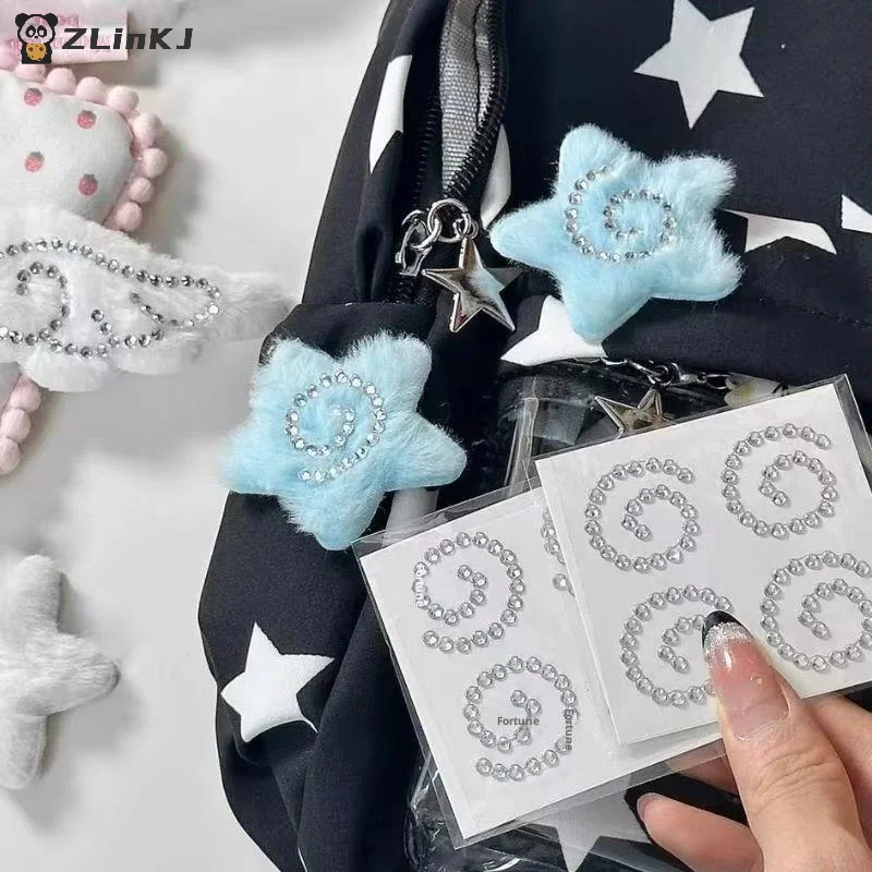 ▶1/2 Sheets Fish Cakes, Heart , Star , Angel Wings Sparkly Rhinestone Decals Crystal Stickers DIY Decor Self Adhesive Crafts