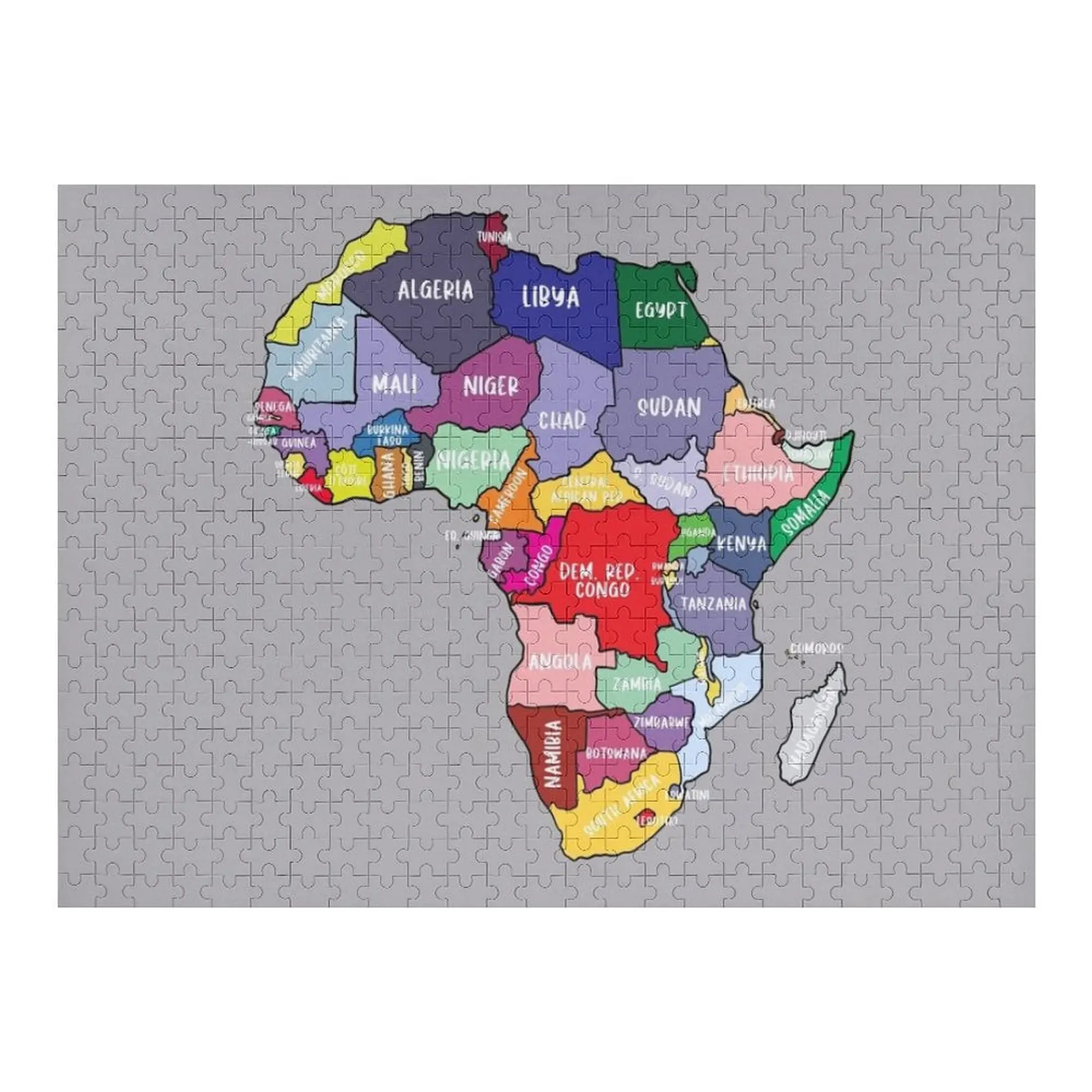 

Красочная карта Африки с названиями страны, цветной пазл African Continent Jigsaw Puzzle Custom Photo Персонализированный пазл