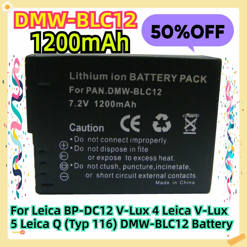 

For Leica BP-DC12 V-Lux 4 Leica V-Lux 5 Leica Q (Typ 116) DMW-BLC12 Battery