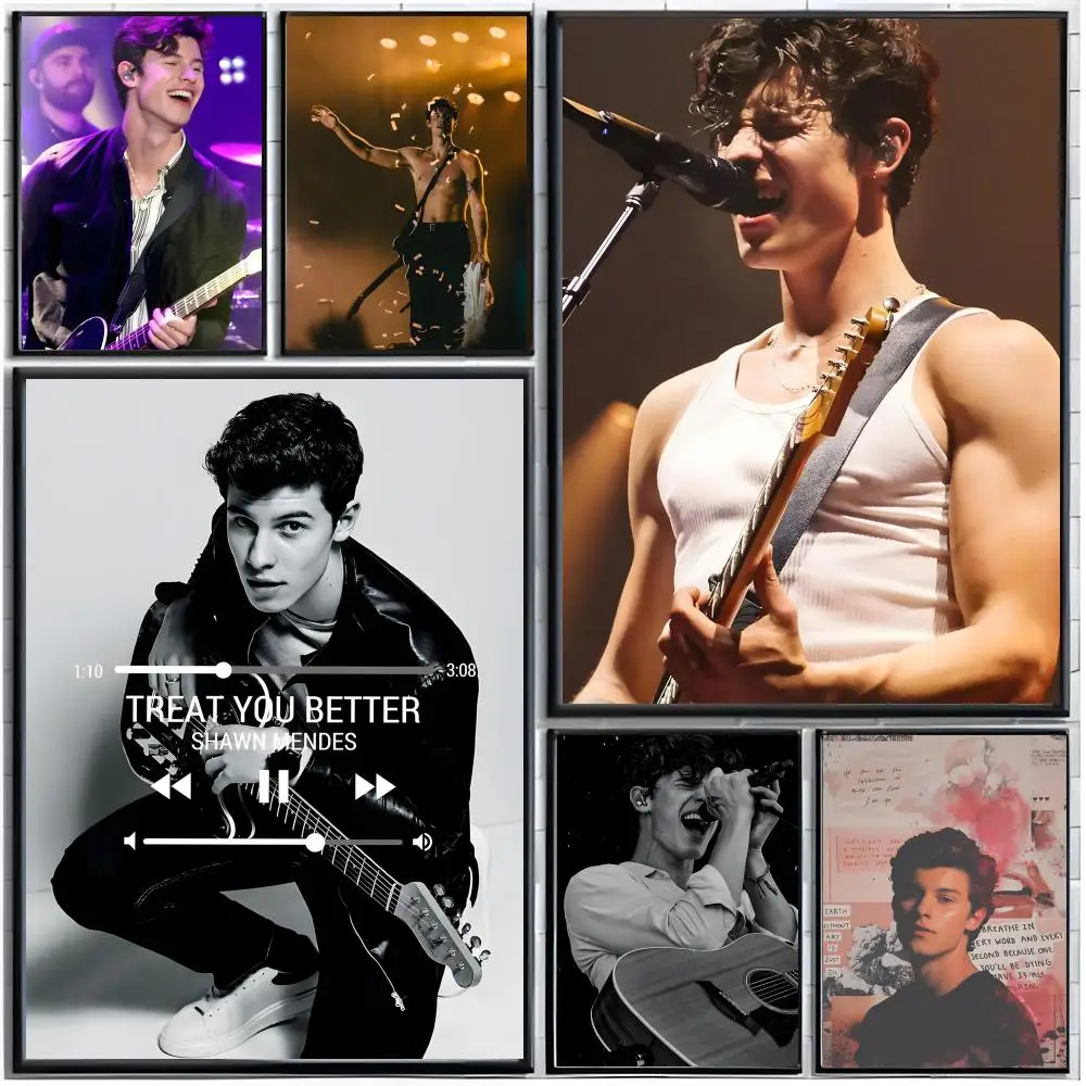 pop male singer S-Shawn Mendes Poster Modern Wall Art Home Decor Living Room Decorative Print Unframed