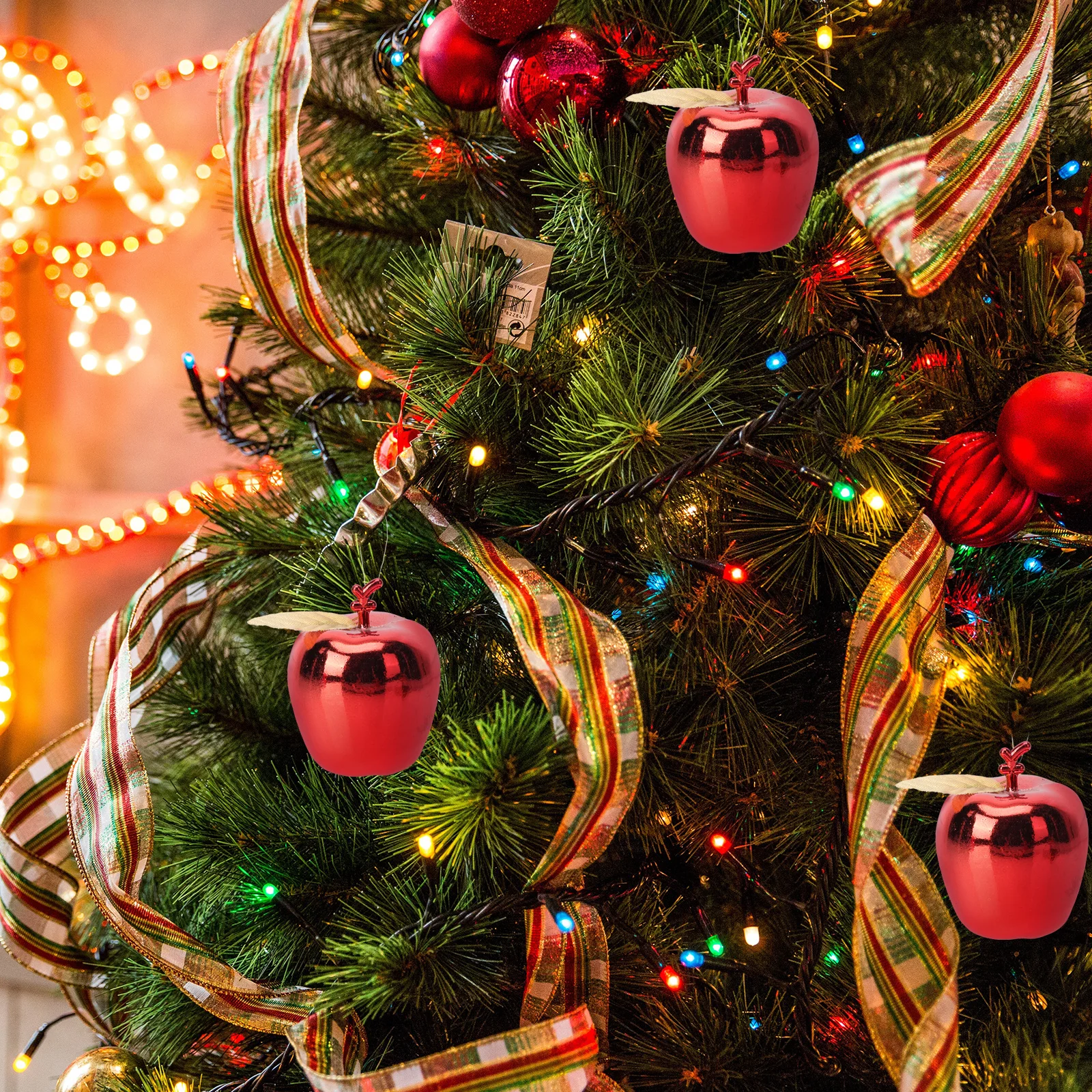 

24pcs Plastic Electroplating Christmas Tree Hanging Ornaments Pendant Decor Simulation Apples Christmas Decoration Premium Xmas