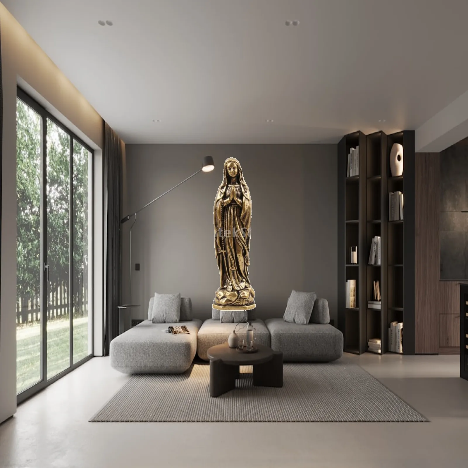 Brass Figurine Spiritual Sacred Statue Vintage Minimalist Decor for Chapel Corner and Living Room