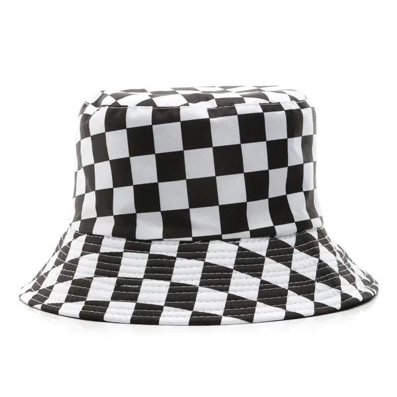 Double Sided Plaid Bucket Hats for Women and Men Fashion Personality Fisherman Cap Outdoor Sports Travel Sun Shade Bob Hat Gorra