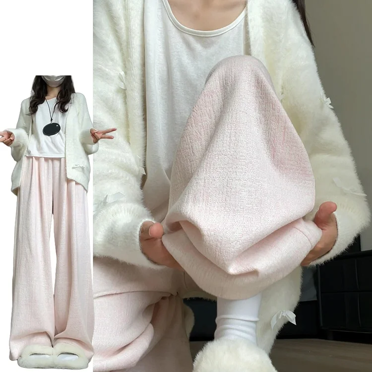 Calças Casuais Estilo Coreano para Mulheres, Primavera e Outono 2025, Novas Calças de Tecido Texturizado, Tamanho Pequ, Ca...