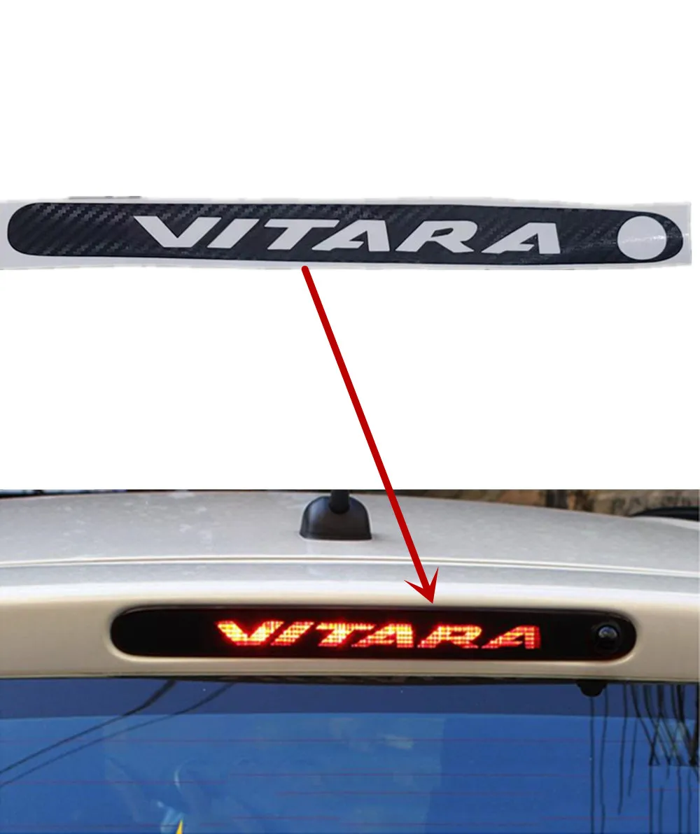 1PC Carbon Fiber Logo Sticker Brake Light Sticker High Luminous Brake Decorative Cover Car Stickers For 2006-2013 Suzuki Vitara