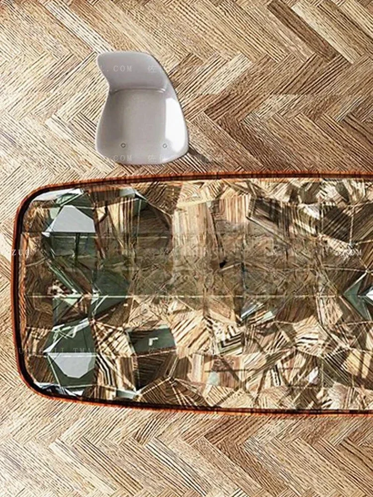 Personality, fashionable 8-person long dining table, parquet decorative dining table, creative designer decorative table