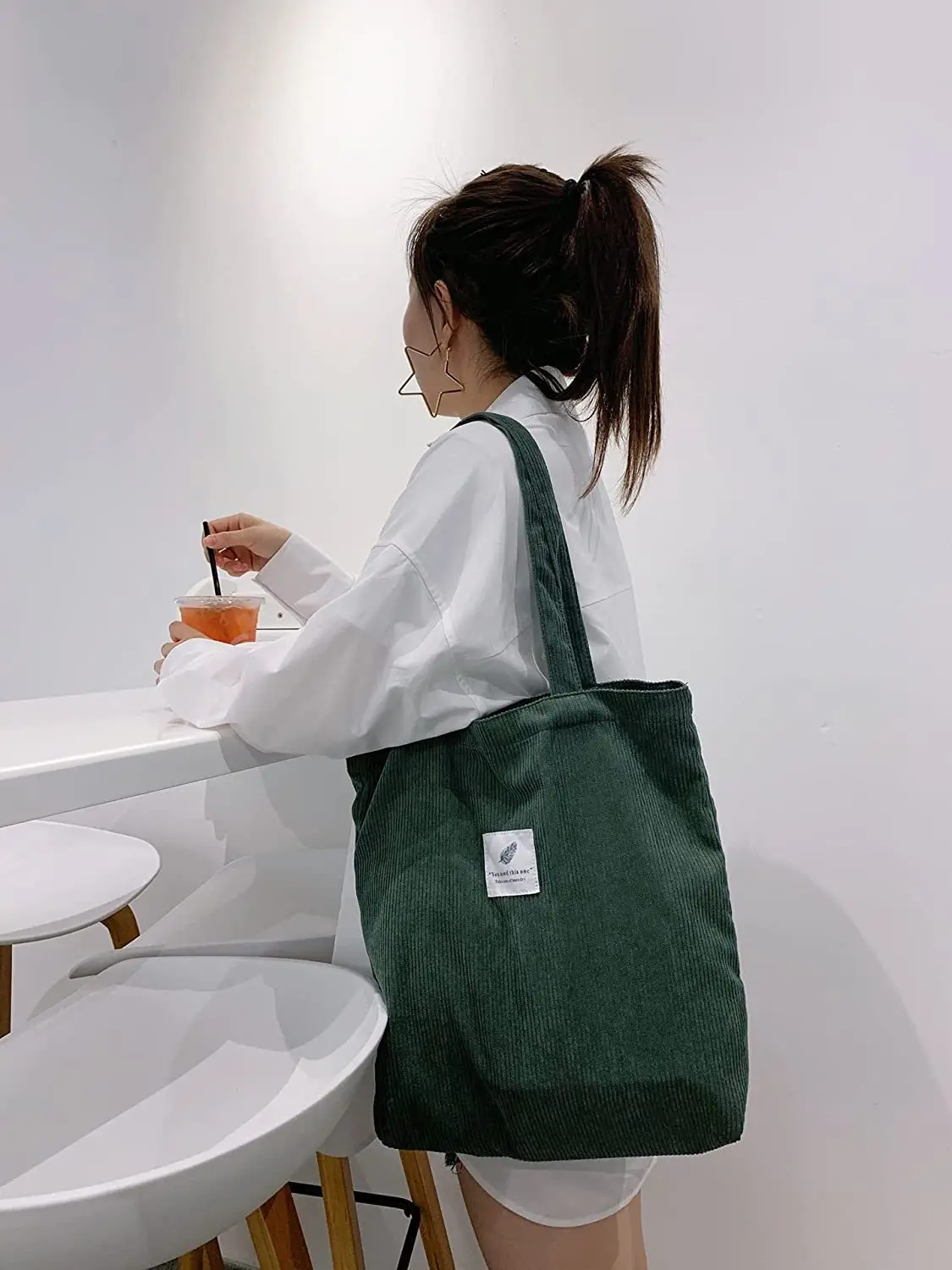 JIOMAY 2025 Damen Cord-Shopper-Tasche Stilvolle Tragetasche - Langlebige Casual Große Einkaufstasche mit Hoher Kapazität Perfekt für den Täglichen Gebrauch – Detail 17