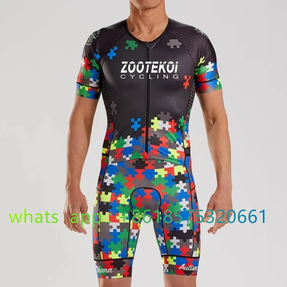 Zootekoi Triathlon Summer Cycling MTB Short-sleeved Race Speed Trisuit Ropa Ciclismo Pro Team Bicycle Running Bodysuit Skinsuit