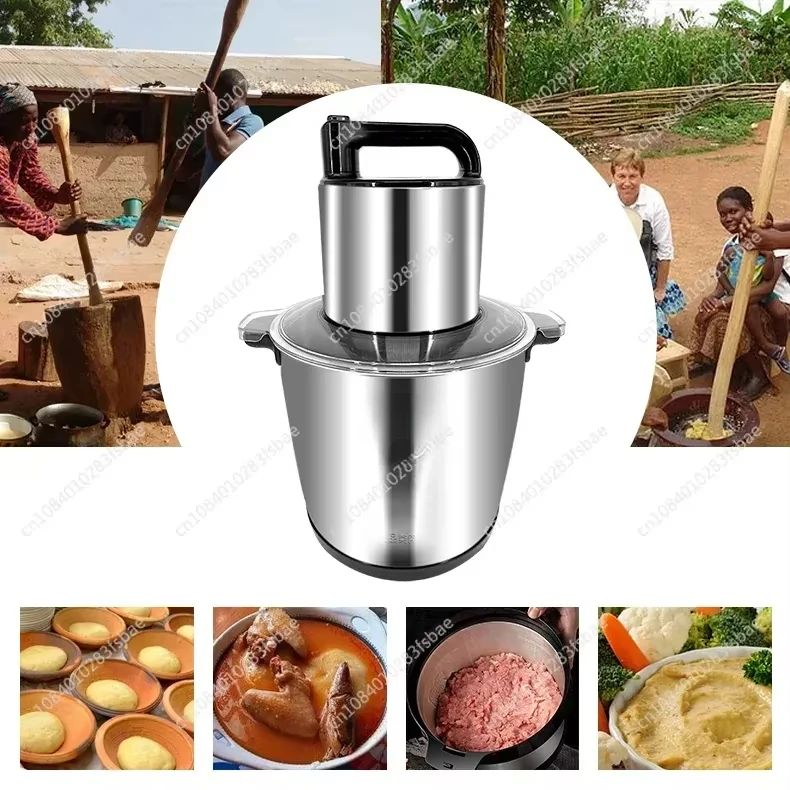 12L Metal Fufu Machine Household Kitchen Food Mixer Vegetable Foufou Fruit Blender Mixing Tool EU UK Plug Large Capacity