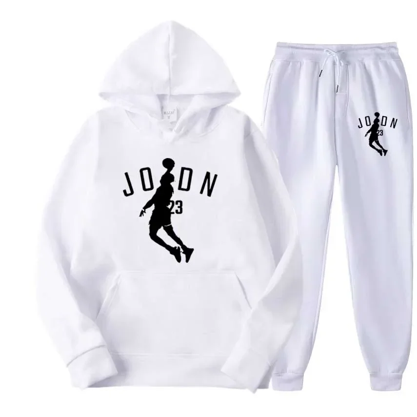 

New autumn and winter men's hooded sweatshirt printed set, 2025 Men's casual fitness running sportswear set of two pieces