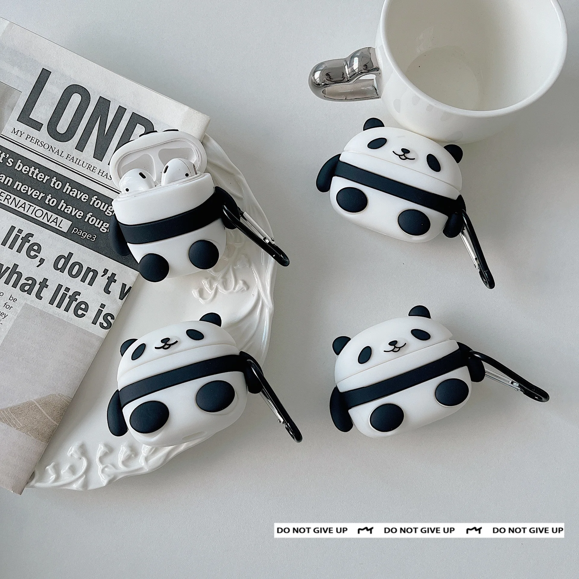 Cartoon 3D Panda Silicone Shockproof Case Compatible With Apple AirPods All Models AirPods Pro 2 Protective Shell