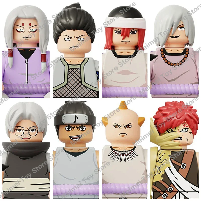 Anime Narutoe Sasuke Kakashi Akatsuki bricks Building Blocks Anime cartoon blocks Action Figures Heads Assembly kids Gifts toys