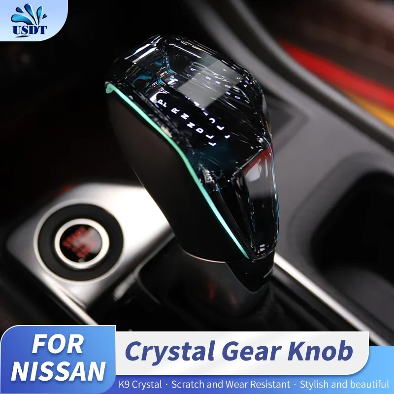 

For Nissan X-Trail T32 Qashqai J12 Murano 2015- 2022 2023 Crystal Car Gear Shift Knob Cover Gears Handle Shifter Modified