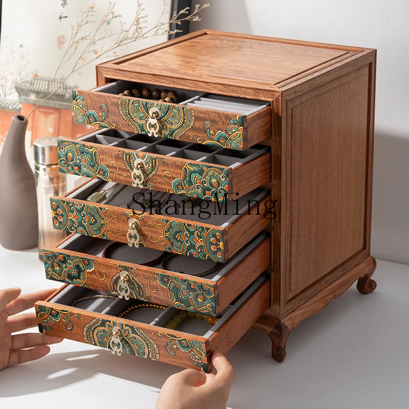 FG  solid wood jewelry box rosewood large capacity mahogany drawer jewelry multi-layer storage box cabinet high-end gift