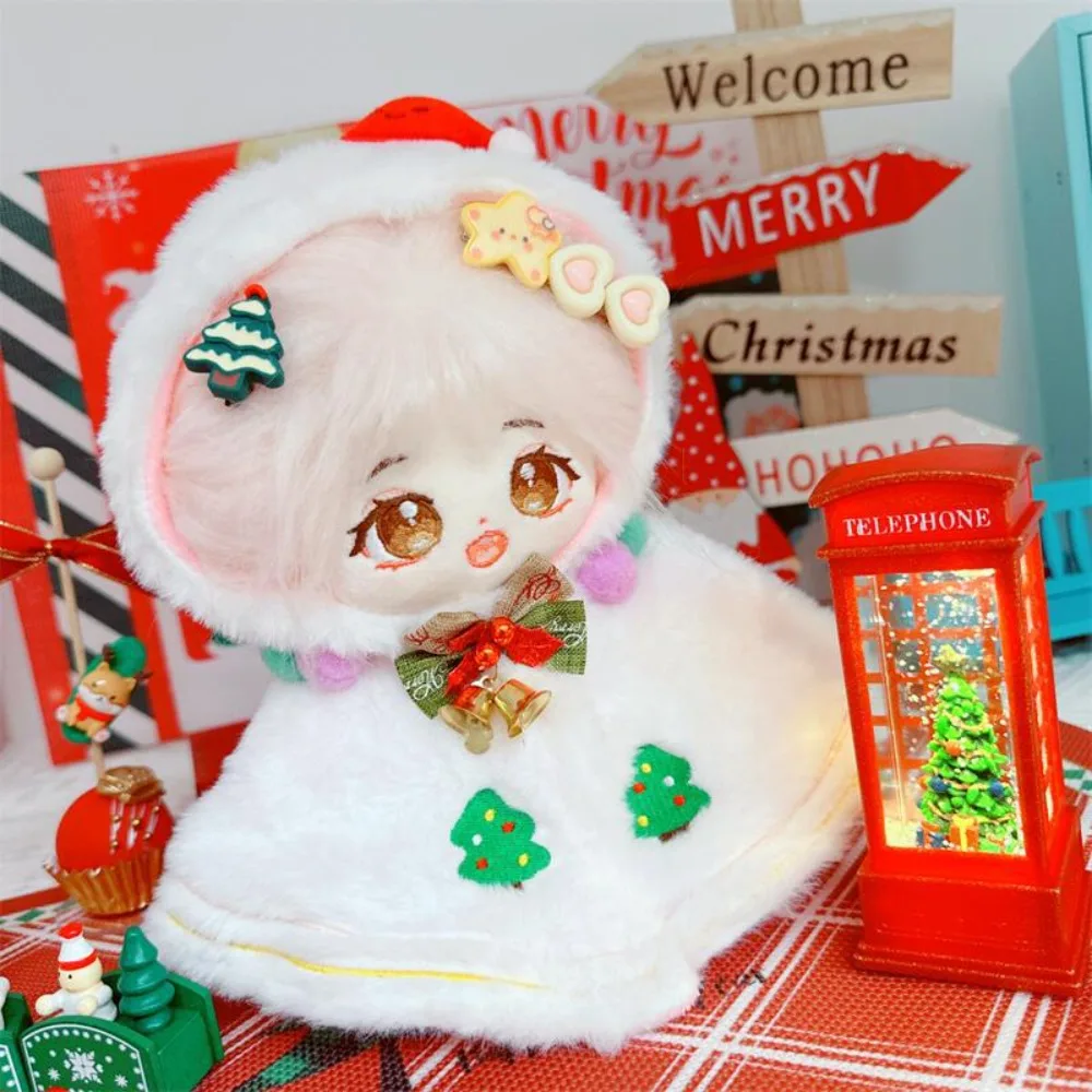 คริสต์มาสผ้าคลุมไหล่ผ้าฝ้าย 20 ซม.ตุ๊กตาเสื้อผ้าตุ๊กตาเสื้อคลุม Snowman ตุ๊กตาตุ๊กตาเสื้อผ้าชุด DIY เสื้อผ้าชุดของเล่นตุ๊กตาเสื้อผ้า