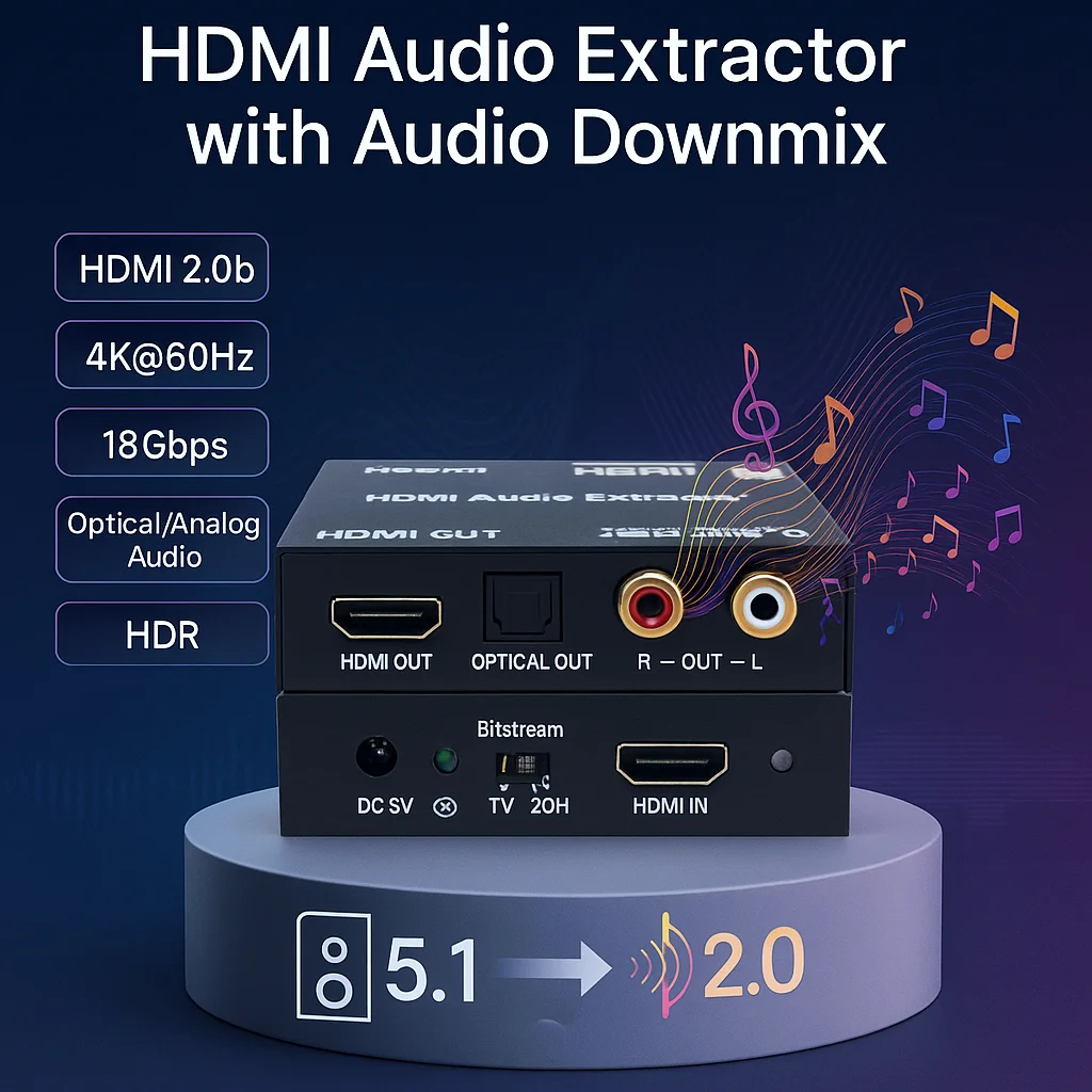 ΠΡΠ΄ΠΈΠΎΡΠΊΡΡΡΠ°ΠΊΡΠΎΡ HDMI 2.0b, 18 ΠΠ±ΠΈΡ/Ρ, 4K ΠΏΡΠΈ 60 ΠΡ, Ρ Π°Π½Π°Π»ΠΎΠ³ΠΎΠ²ΡΠΌ Π°ΡΠ΄ΠΈΠΎ SPDIF/L/R, Audio Downmix, HDCP 2,10 Π±ΠΈΡ, ΠΏΡΠΎΡ
ΠΎΠ΄ HDR ΠΡΠ΄ΠΈΠΎΡΠΊΡΡΡΠ°ΠΊΡΠΎΡ HDMI 2.0b, 18 ΠΠ±ΠΈΡ/Ρ, 4K ΠΏΡΠΈ 60 ΠΡ, Ρ Π°Π½Π°Π»ΠΎΠ³ΠΎΠ²ΡΠΌ Π°ΡΠ΄ΠΈΠΎ SPDIF/L/R, Audio Downmix, HDCP 2,10 Π±ΠΈΡ, ΠΏΡΠΎΡ
ΠΎΠ΄ HDR