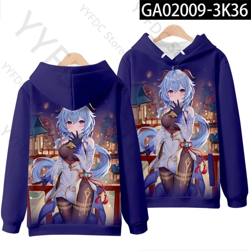 2025 yiyi Genshin Impact Sudadera con capucha mujeres hombres niños Kawaii lindo estampado de vaca sudaderas con capucha Harajuku dibujos animados moda Sudadera con capucha de gran tamaño