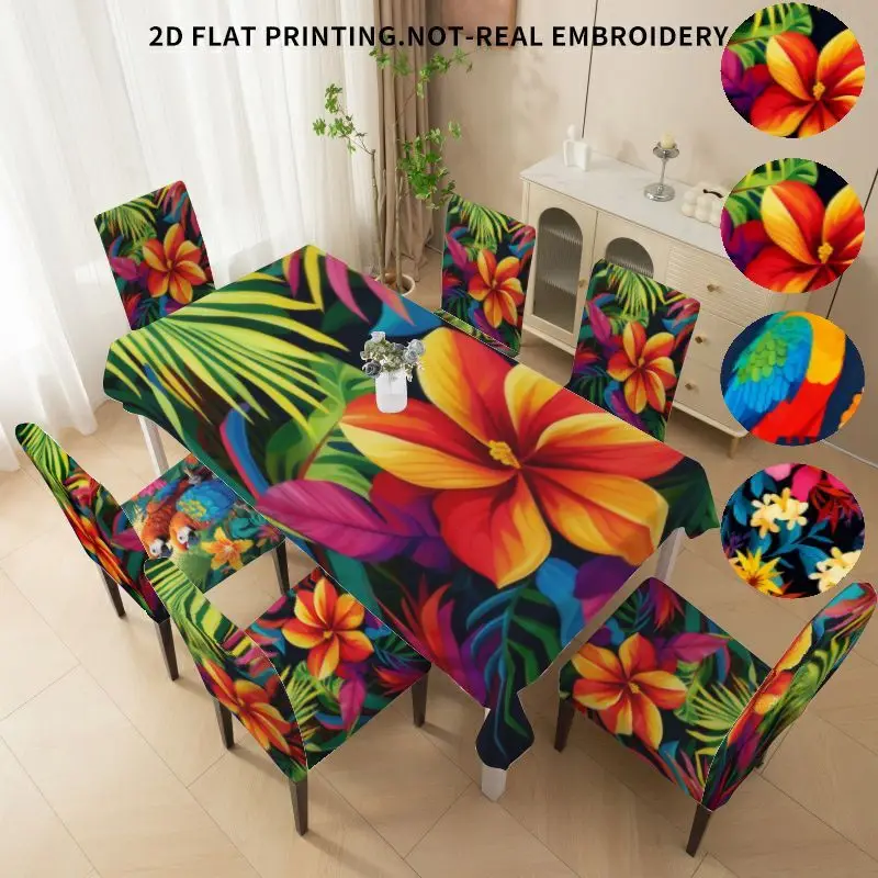 Elastic high back dining chair set 2D flat summer tropical fruit watermelon cherry lemon cherry pattern