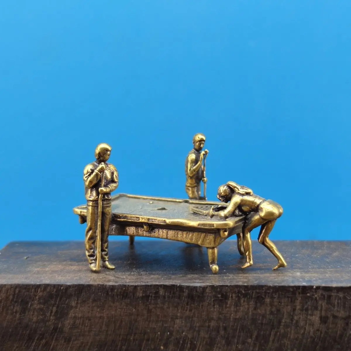 Brass Miniature Micro-landscape Billiard Table Room Beautiful Woman Figure Model Scene Ornament Leisure Sports Can Be Colored